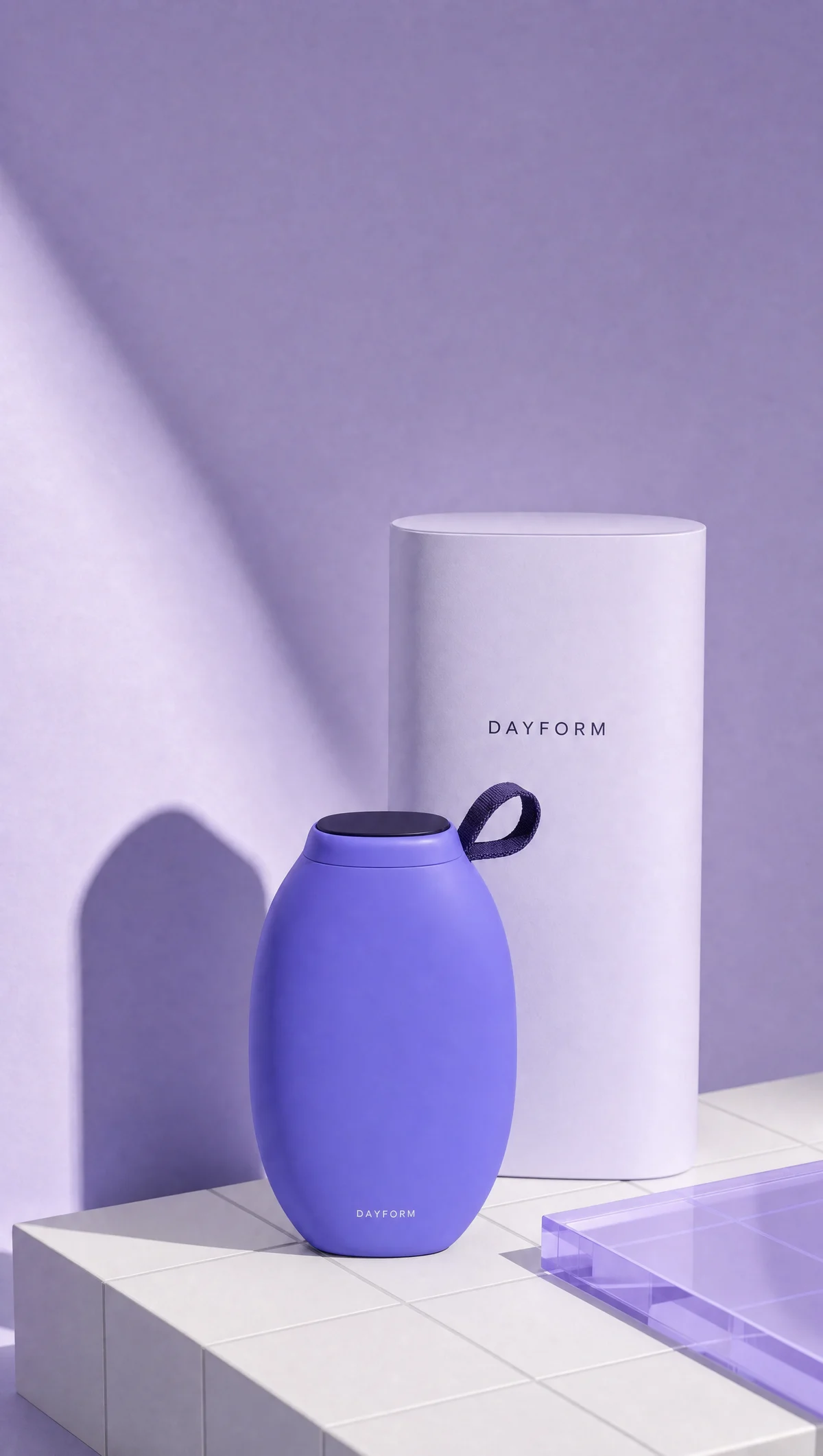 Original violet DAYFORM product concept with consistent lilac packaging
